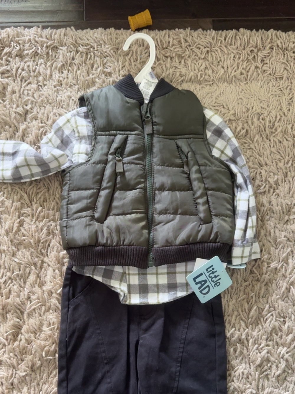 Olive Green Puffer Vest for Kids